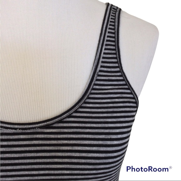 Victoria’s Secret Open Back Tank Top Black & Gray Stripe - Picture 2 of 8